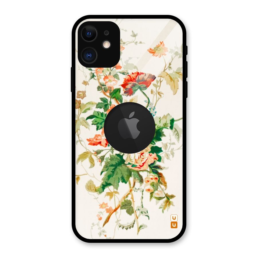 Summer Floral Glass Back Case for iPhone 11 Logo Cut
