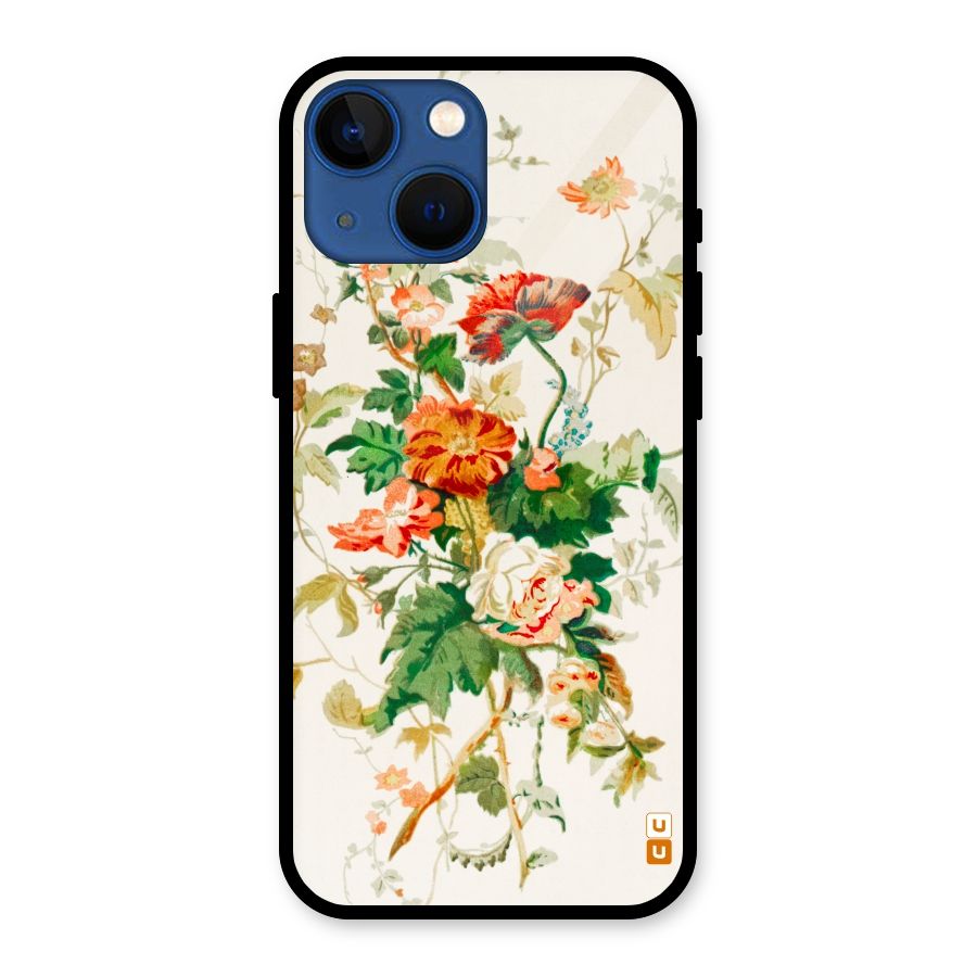 Summer Floral Glass Back Case for iPhone 13 Mini