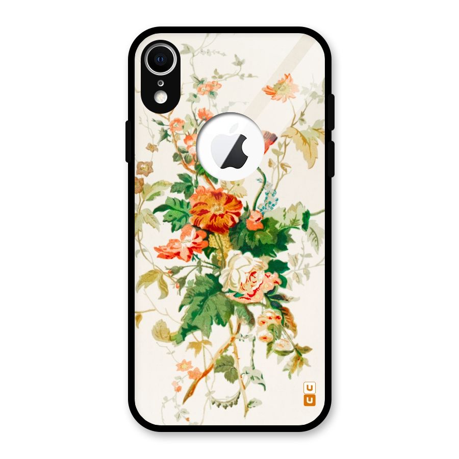 Summer Floral Glass Back Case for iPhone XR Logo Cut