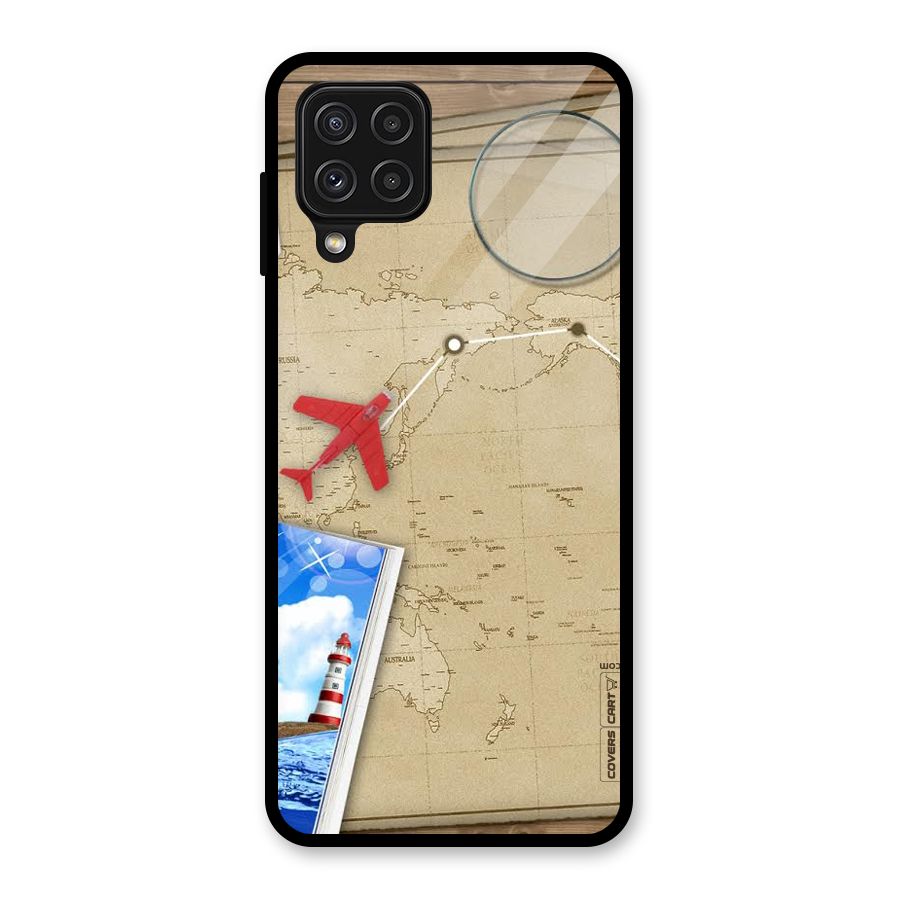 Summer Travel Glass Back Case for Galaxy A22 4G