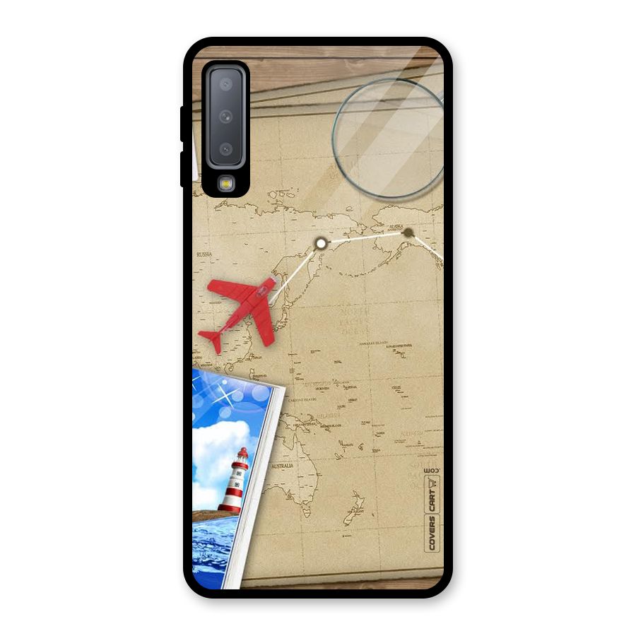 Summer Travel Glass Back Case for Galaxy A7 (2018)
