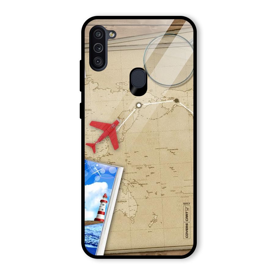 Summer Travel Glass Back Case for Galaxy M11