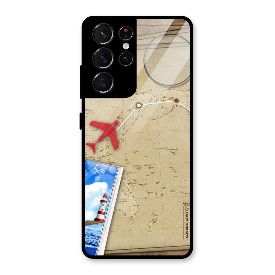 Summer Travel Glass Back Case for Galaxy S21 Ultra 5G