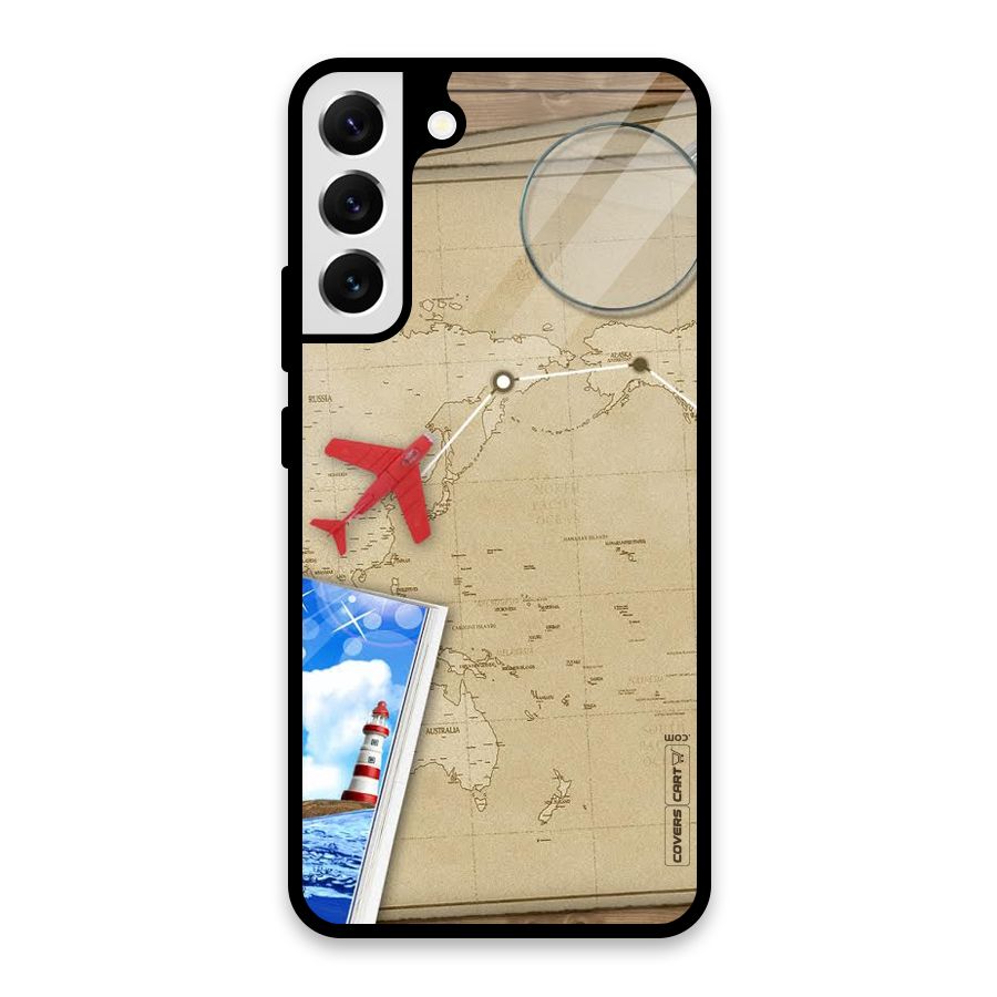 Summer Travel Glass Back Case for Galaxy S22 Plus 5G