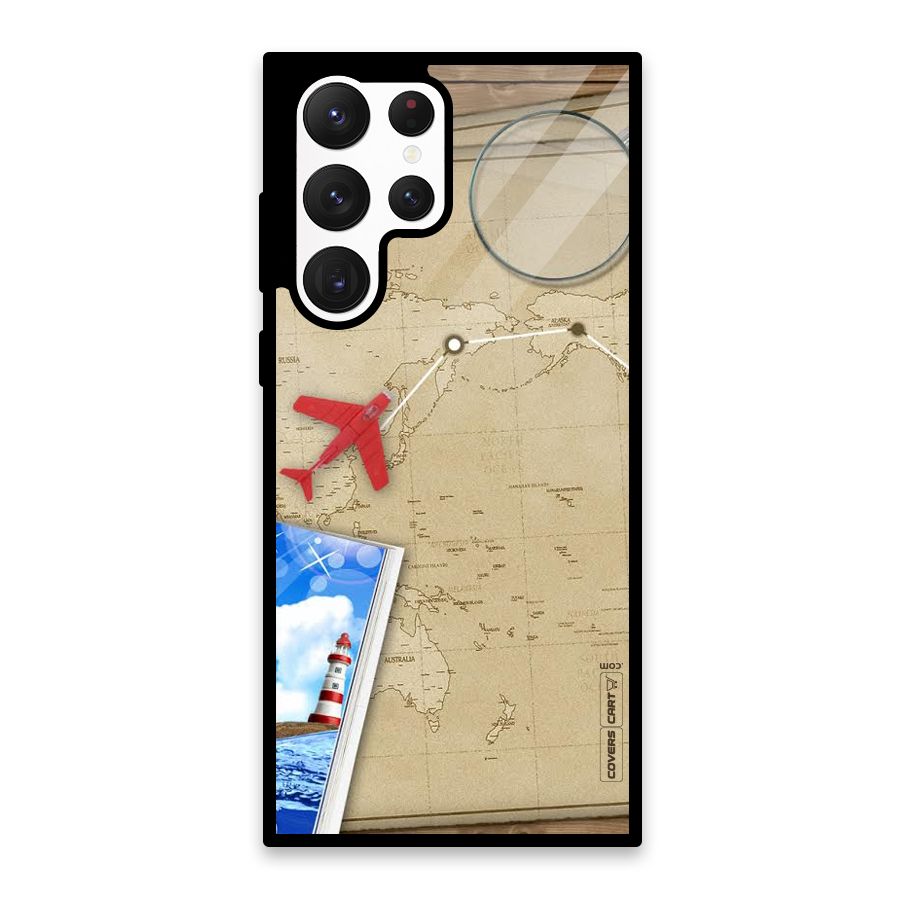 Summer Travel Glass Back Case for Galaxy S22 Ultra 5G