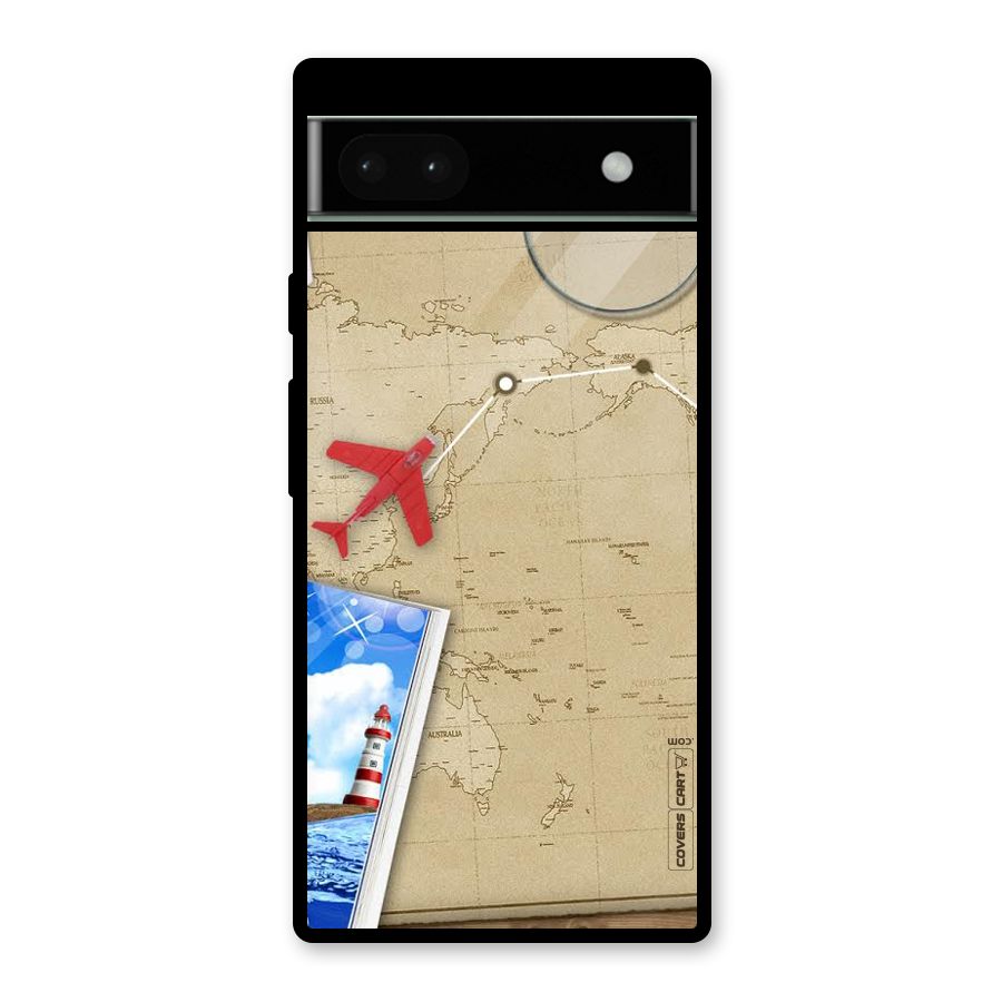 Summer Travel Glass Back Case for Google Pixel 6a