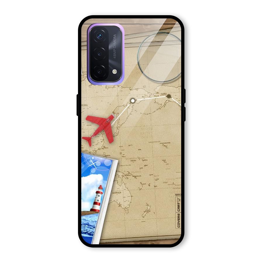 Summer Travel Glass Back Case for Oppo A74 5G