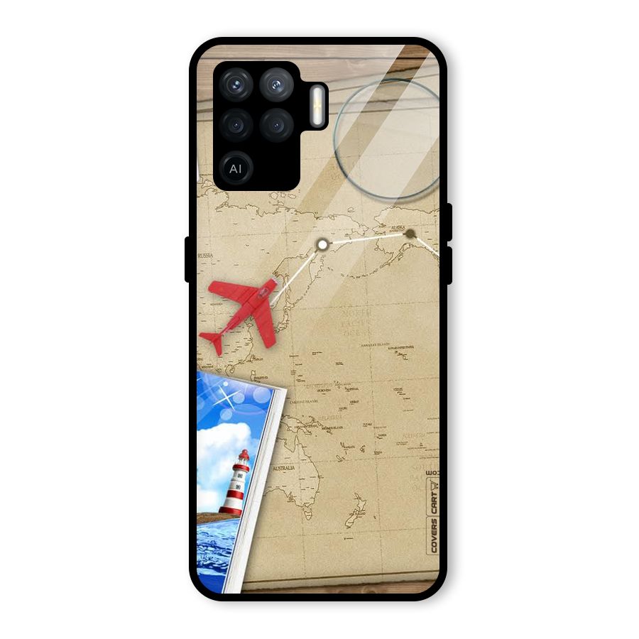 Summer Travel Glass Back Case for Oppo F19 Pro