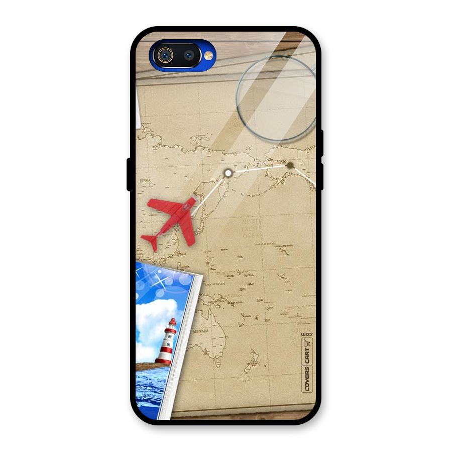 Summer Travel Glass Back Case for Realme C2