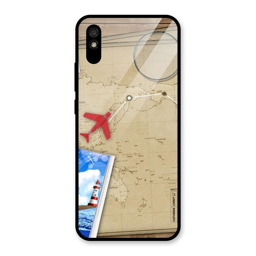 Summer Travel Glass Back Case for Redmi 9i