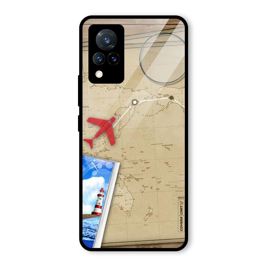 Summer Travel Glass Back Case for Vivo V21 5G