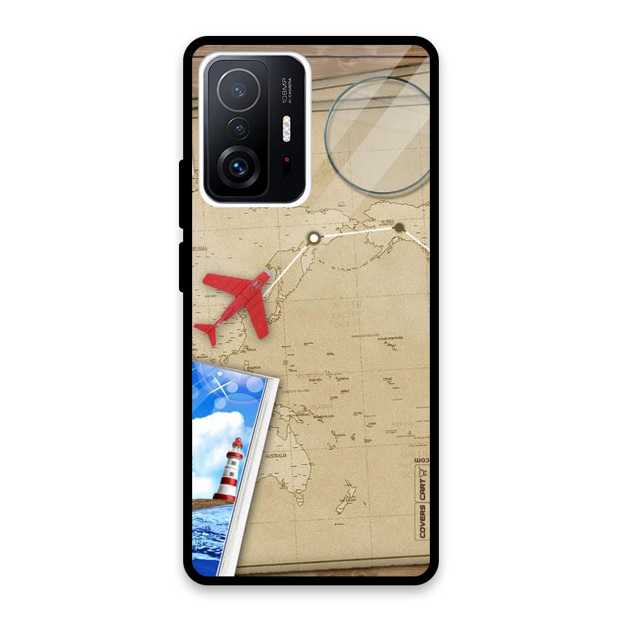 Summer Travel Glass Back Case for Xiaomi 11T Pro