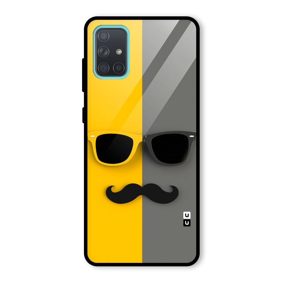 Sunglasses and Moustache Glass Back Case for Galaxy A71