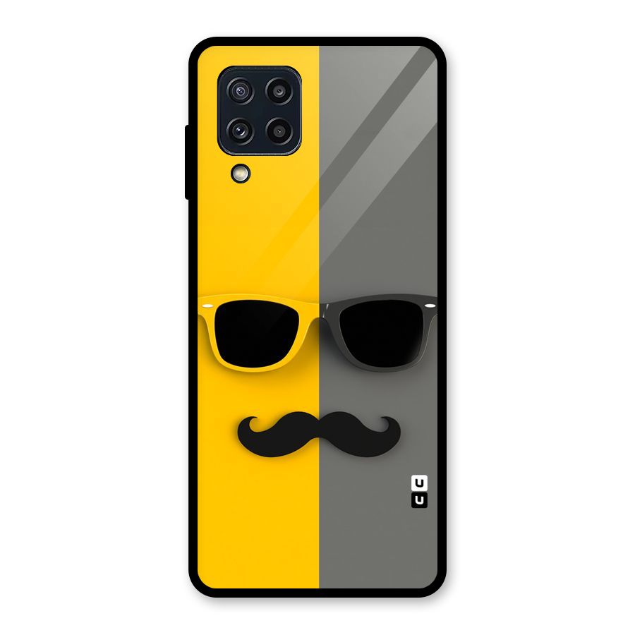 Sunglasses and Moustache Glass Back Case for Galaxy M32