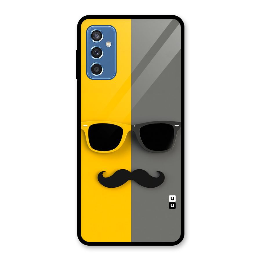 Sunglasses and Moustache Glass Back Case for Galaxy M52 5G