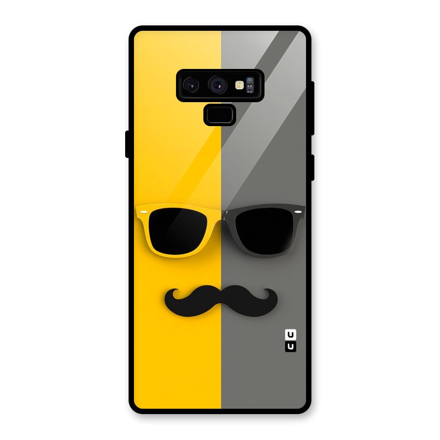 Sunglasses and Moustache Glass Back Case for Galaxy Note 9