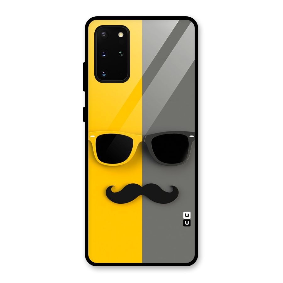 Sunglasses and Moustache Glass Back Case for Galaxy S20 Plus