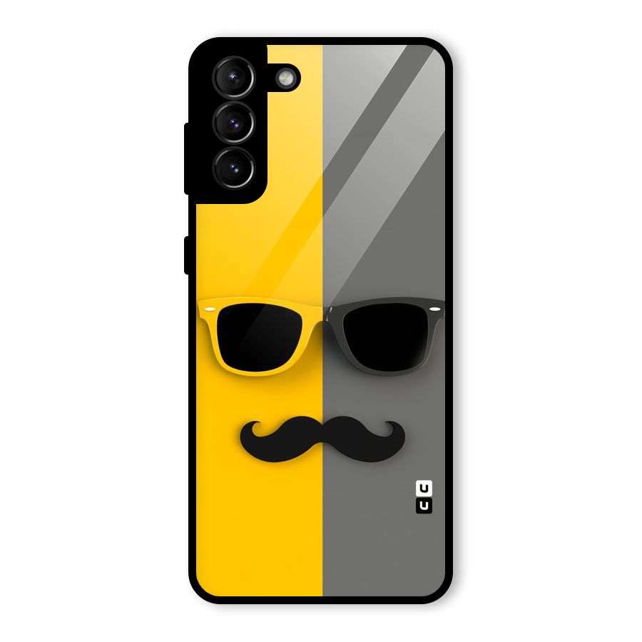 Sunglasses and Moustache Glass Back Case for Galaxy S21 Plus