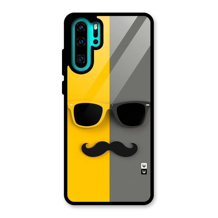 Sunglasses and Moustache Glass Back Case for Huawei P30 Pro