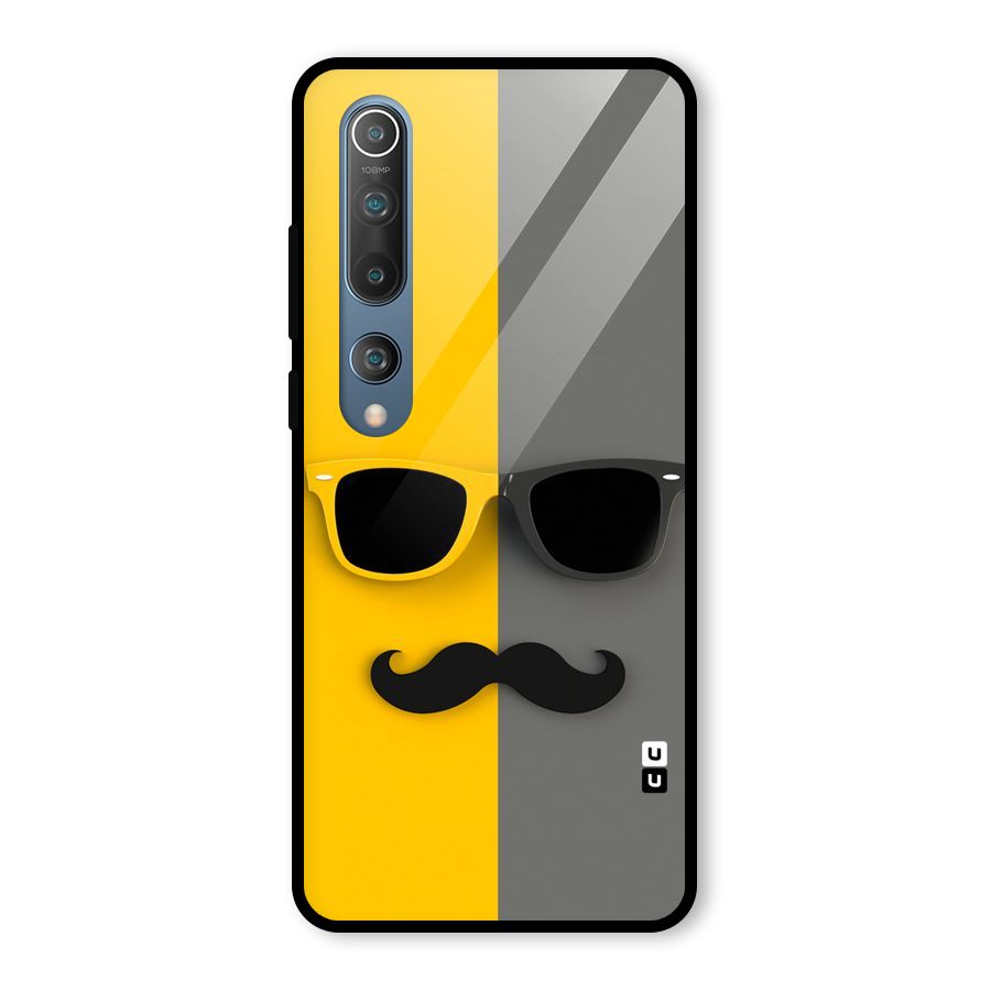 Sunglasses and Moustache Glass Back Case for Mi 10