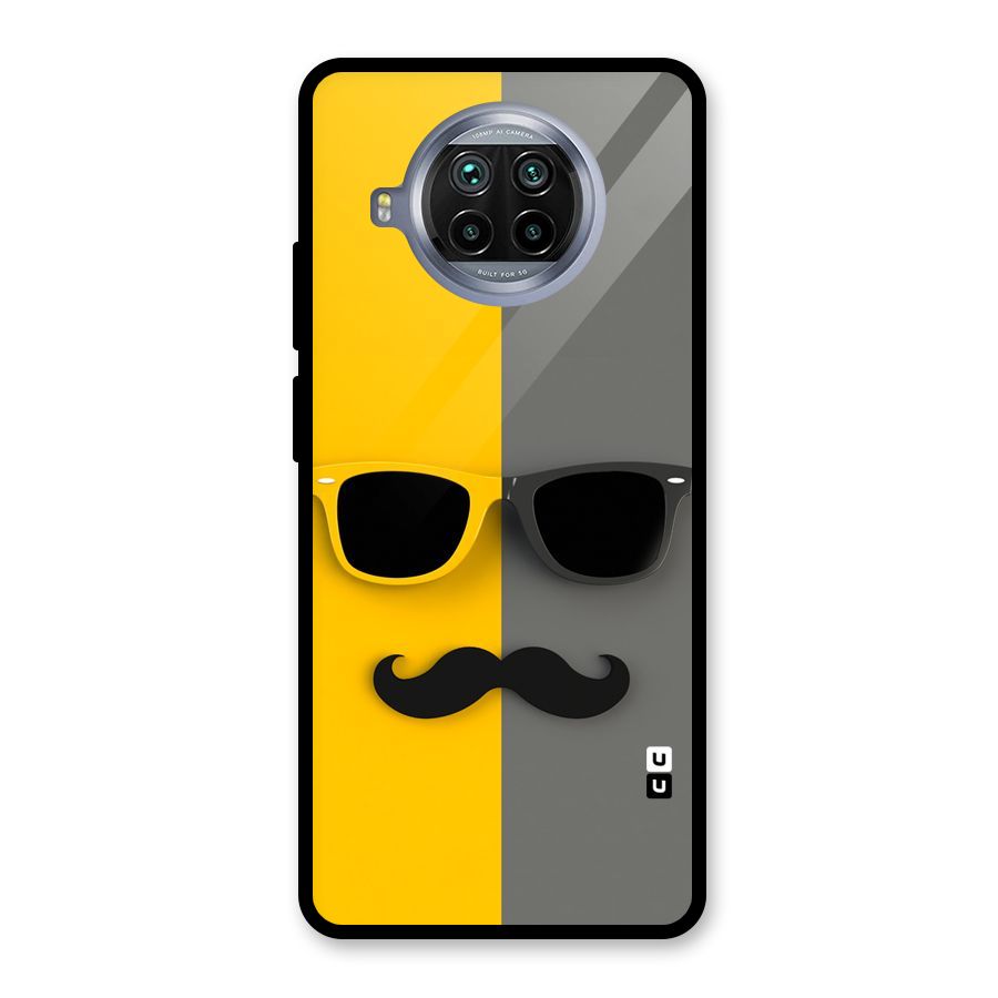 Sunglasses and Moustache Glass Back Case for Mi 10i