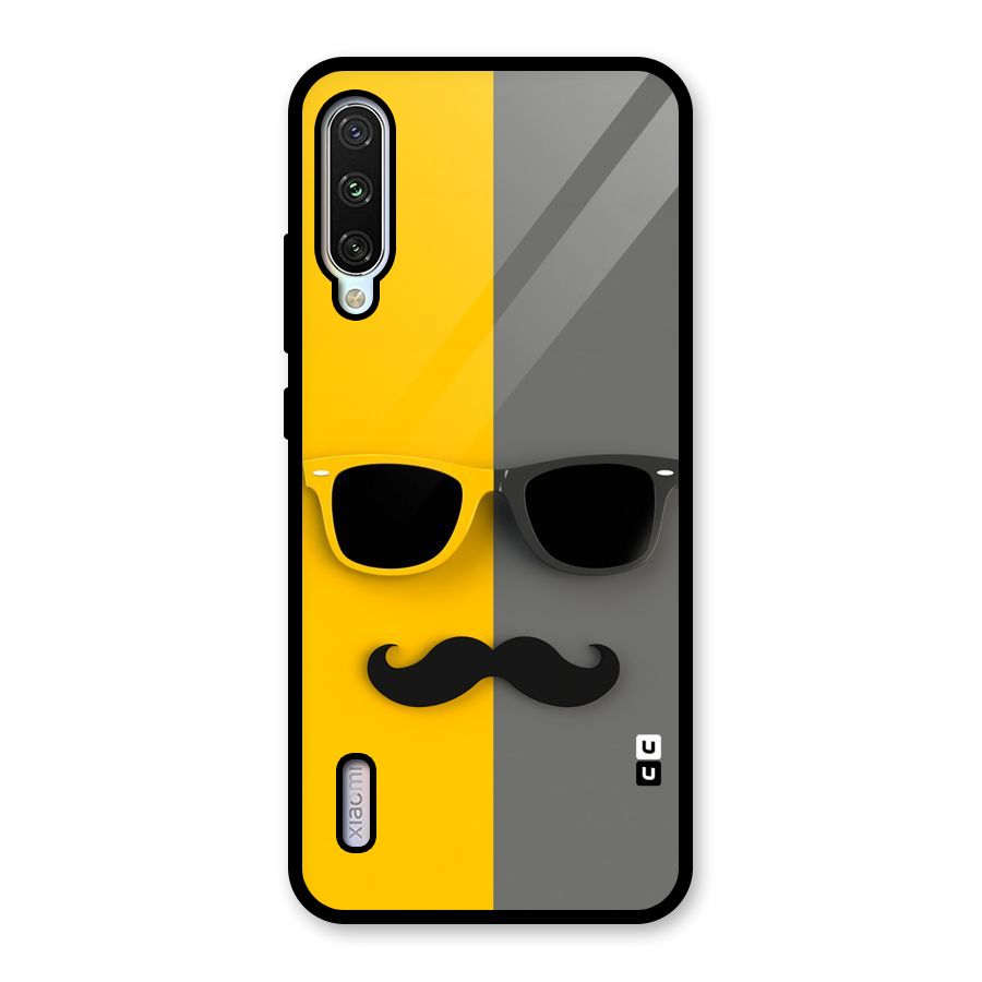 Sunglasses and Moustache Glass Back Case for Mi A3