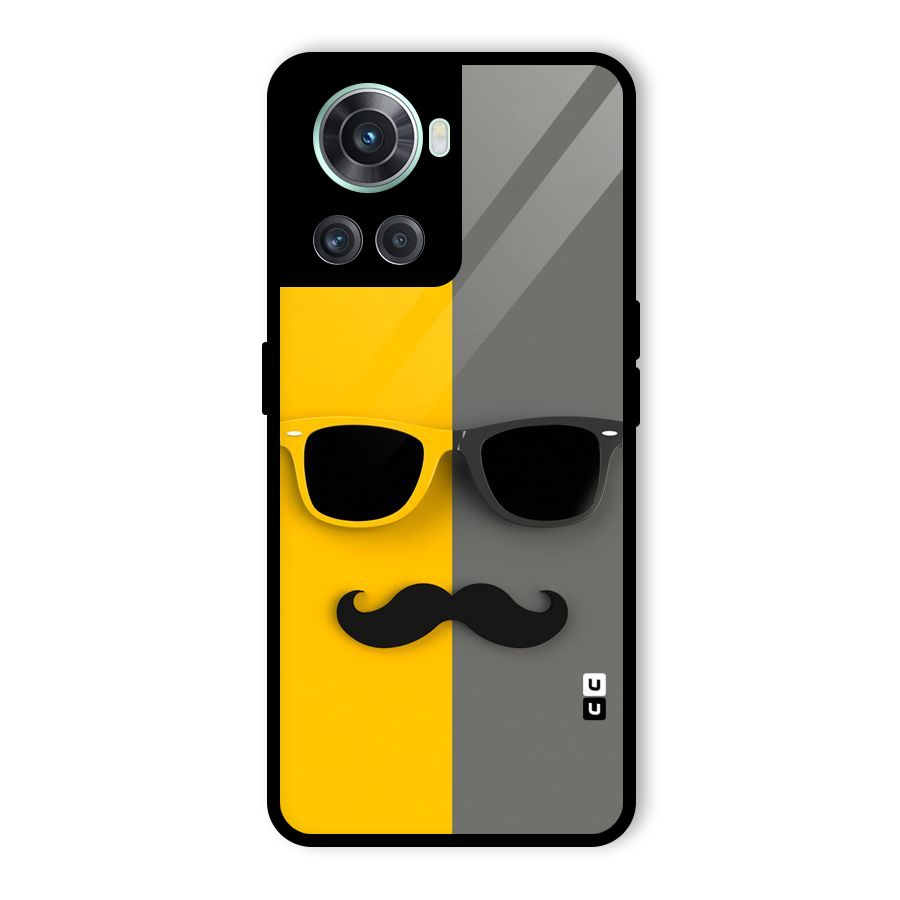 Sunglasses and Moustache Glass Back Case for OnePlus 10R