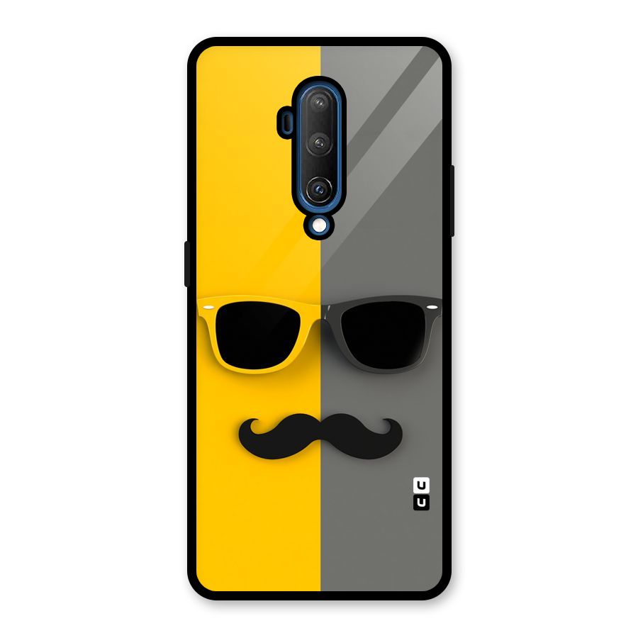 Sunglasses and Moustache Glass Back Case for OnePlus 7T Pro