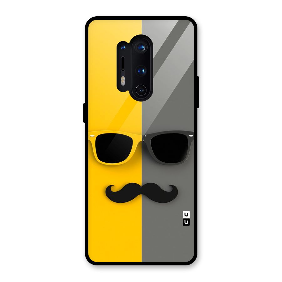 Sunglasses and Moustache Glass Back Case for OnePlus 8 Pro