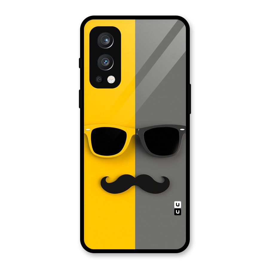 Sunglasses and Moustache Glass Back Case for OnePlus Nord 2 5G