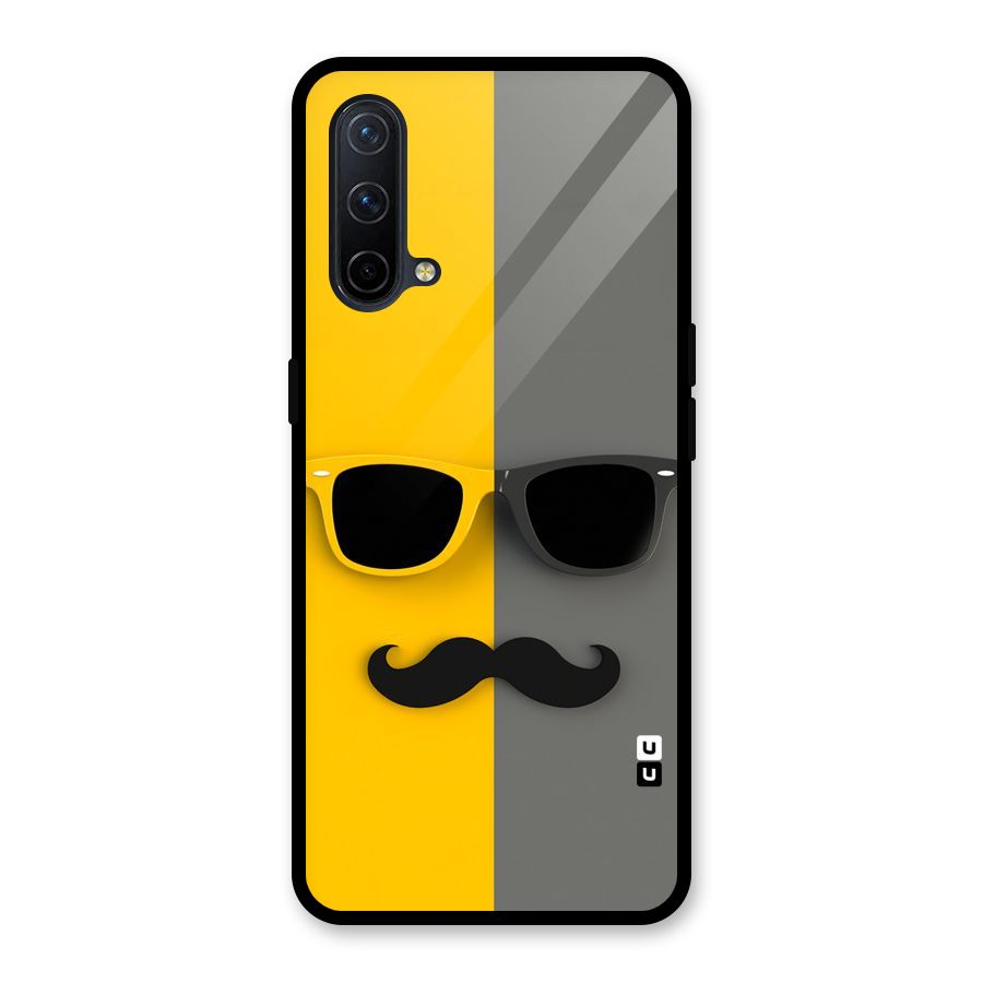Sunglasses and Moustache Glass Back Case for OnePlus Nord CE 5G