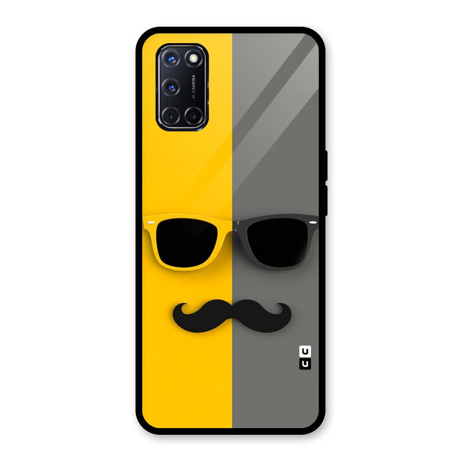 Sunglasses and Moustache Glass Back Case for Oppo A52