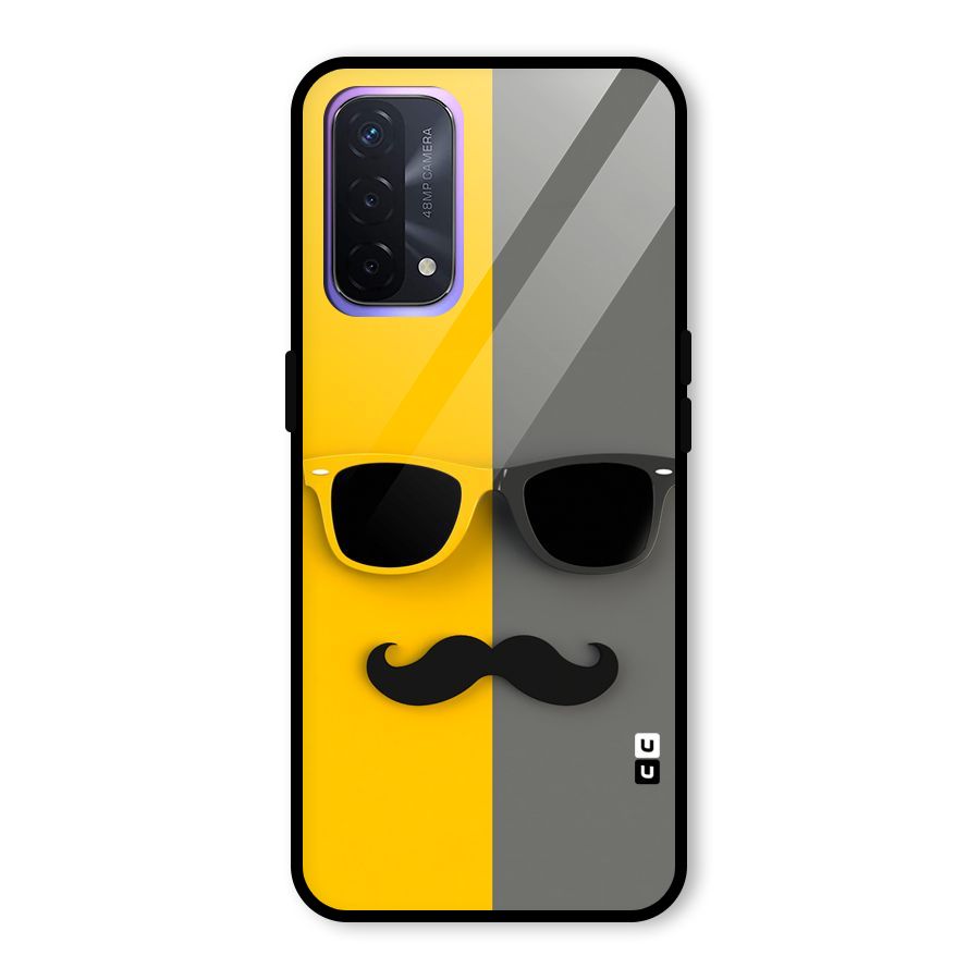 Sunglasses and Moustache Glass Back Case for Oppo A74 5G