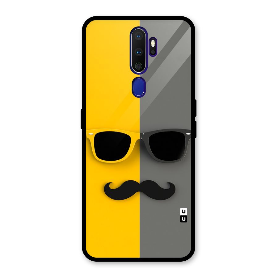 Sunglasses and Moustache Glass Back Case for Oppo A9 (2020)