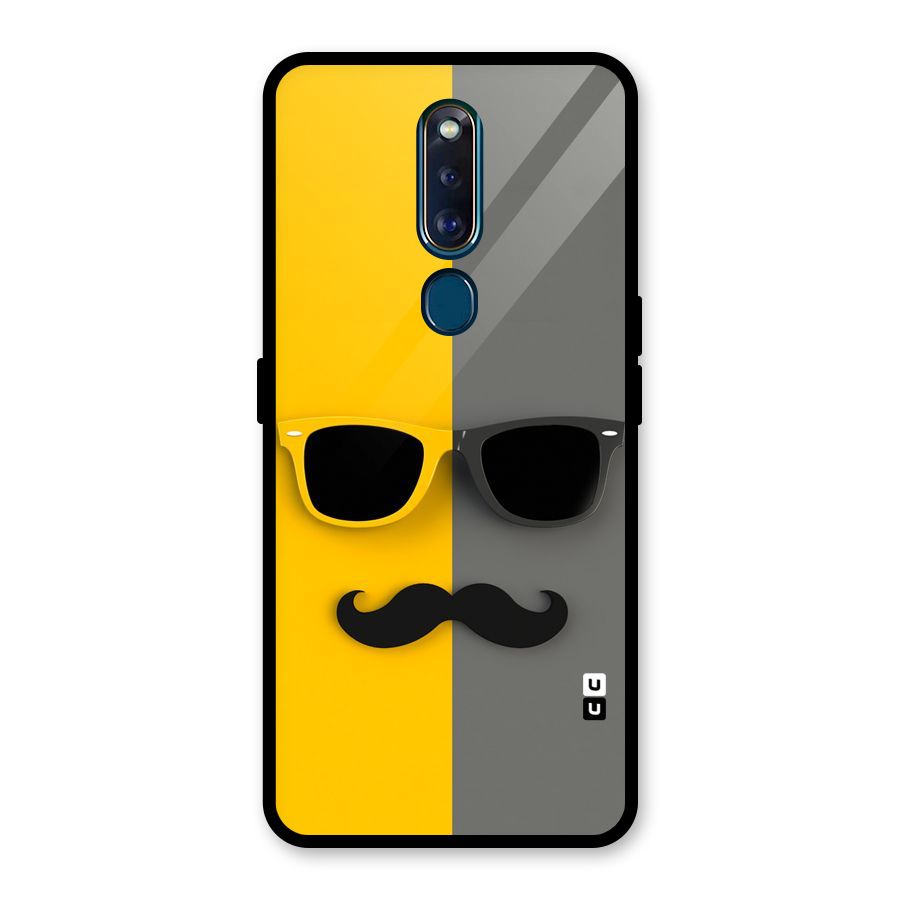 Sunglasses and Moustache Glass Back Case for Oppo F11 Pro