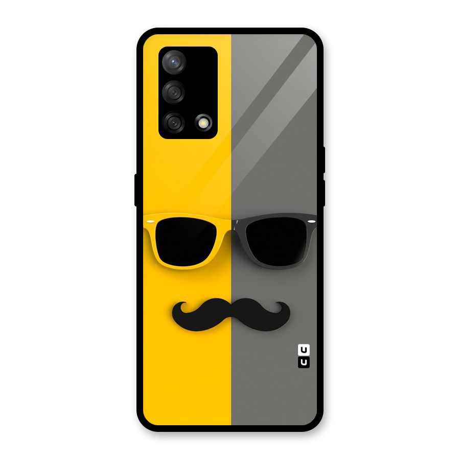 Sunglasses and Moustache Glass Back Case for Oppo F19