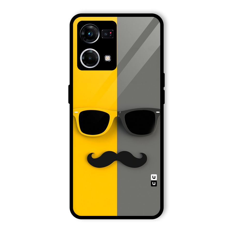 Sunglasses and Moustache Glass Back Case for Oppo F21 Pro 5G
