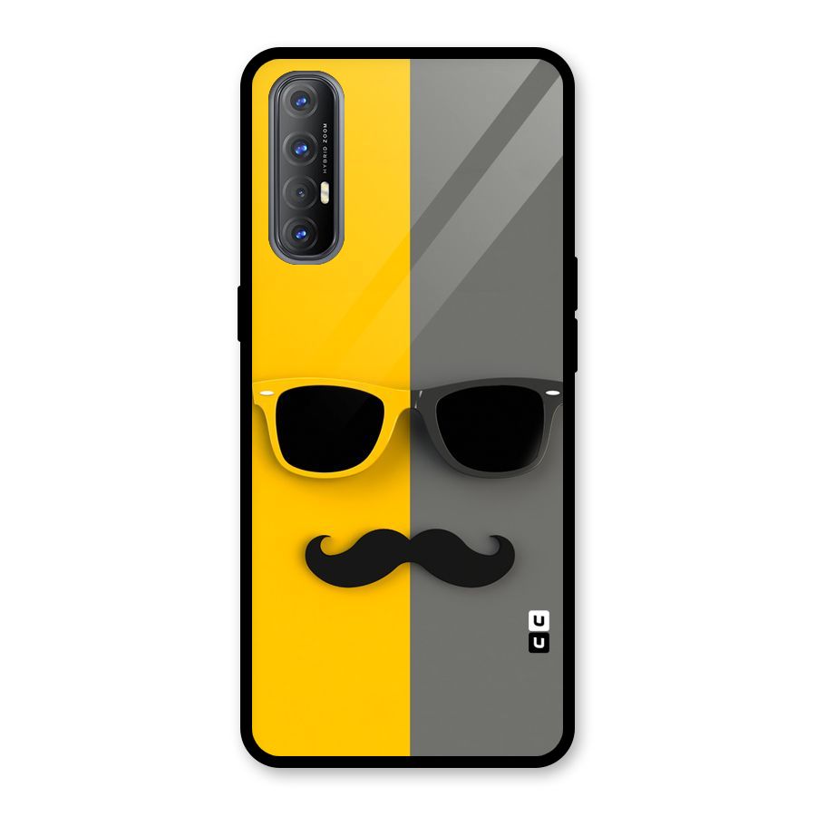 Sunglasses and Moustache Glass Back Case for Oppo Reno3 Pro