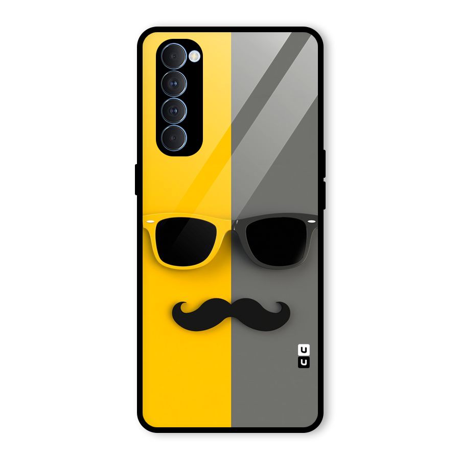 Sunglasses and Moustache Glass Back Case for Oppo Reno4 Pro