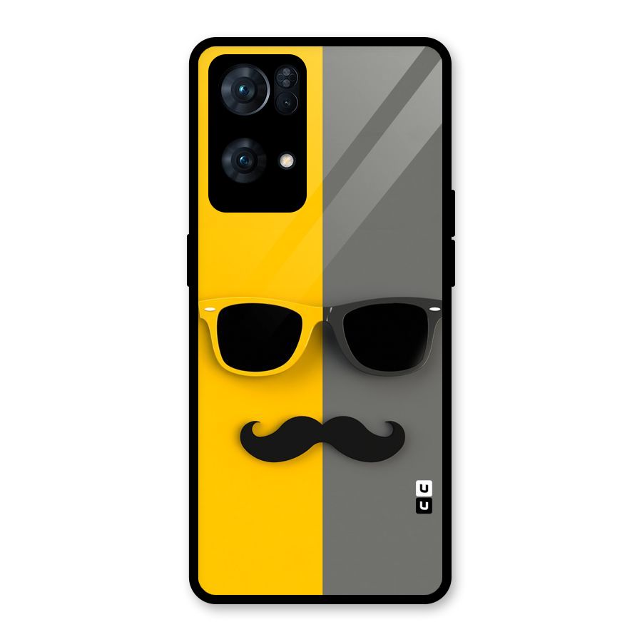 Sunglasses and Moustache Glass Back Case for Oppo Reno7 Pro 5G