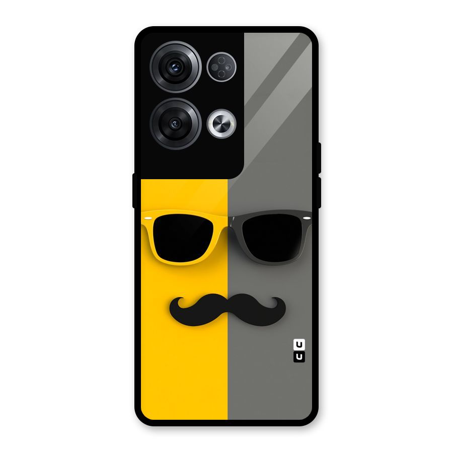 Sunglasses and Moustache Glass Back Case for Oppo Reno8 Pro 5G
