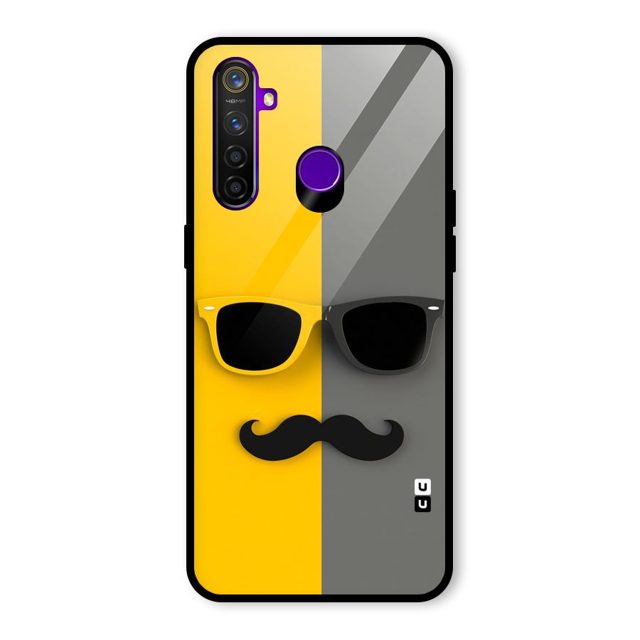 Sunglasses and Moustache Glass Back Case for Realme 5 Pro