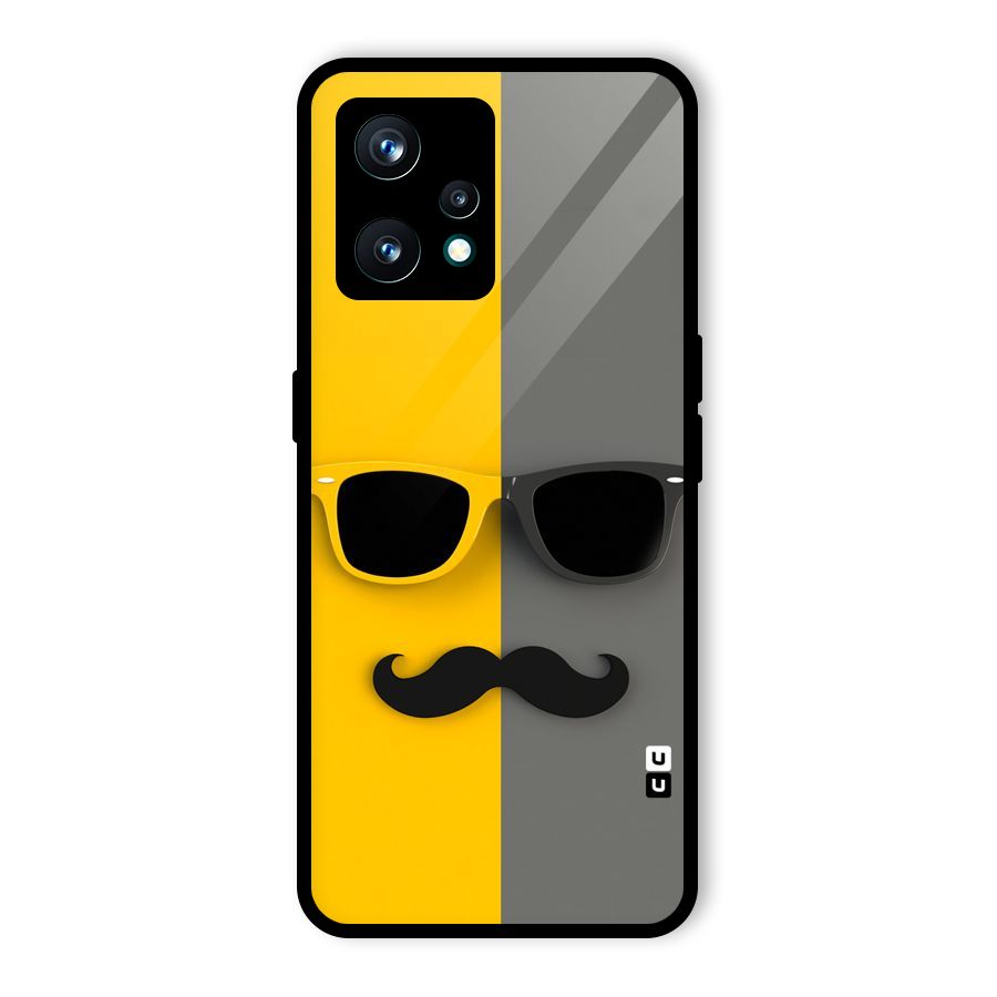 Sunglasses and Moustache Glass Back Case for Realme 9 Pro Plus 5G