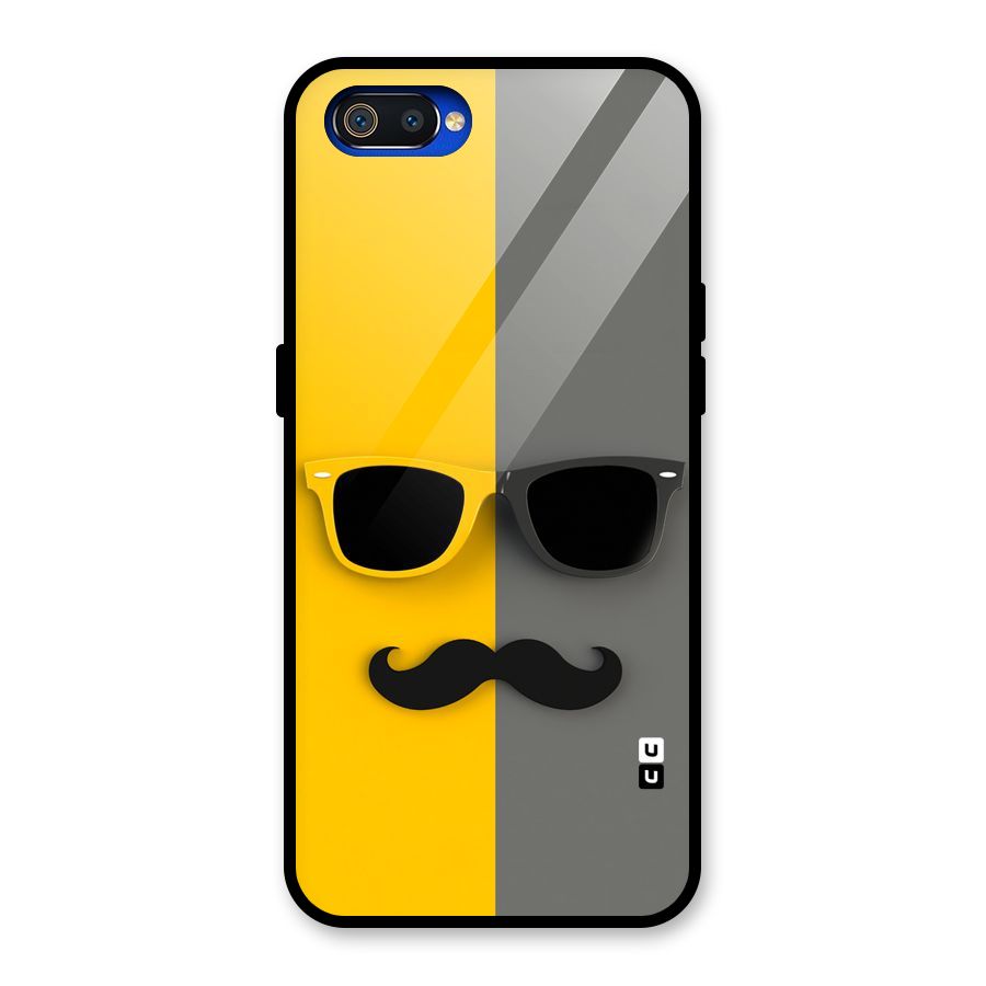 Sunglasses and Moustache Glass Back Case for Realme C2