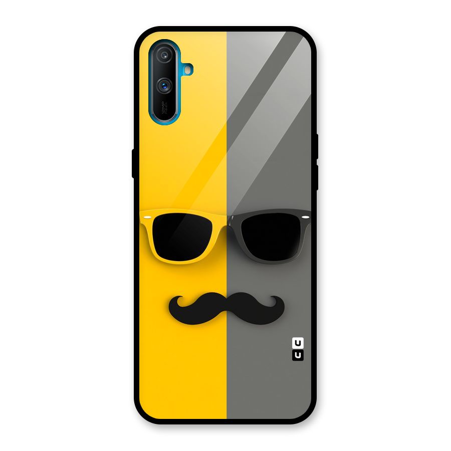 Sunglasses and Moustache Glass Back Case for Realme C3