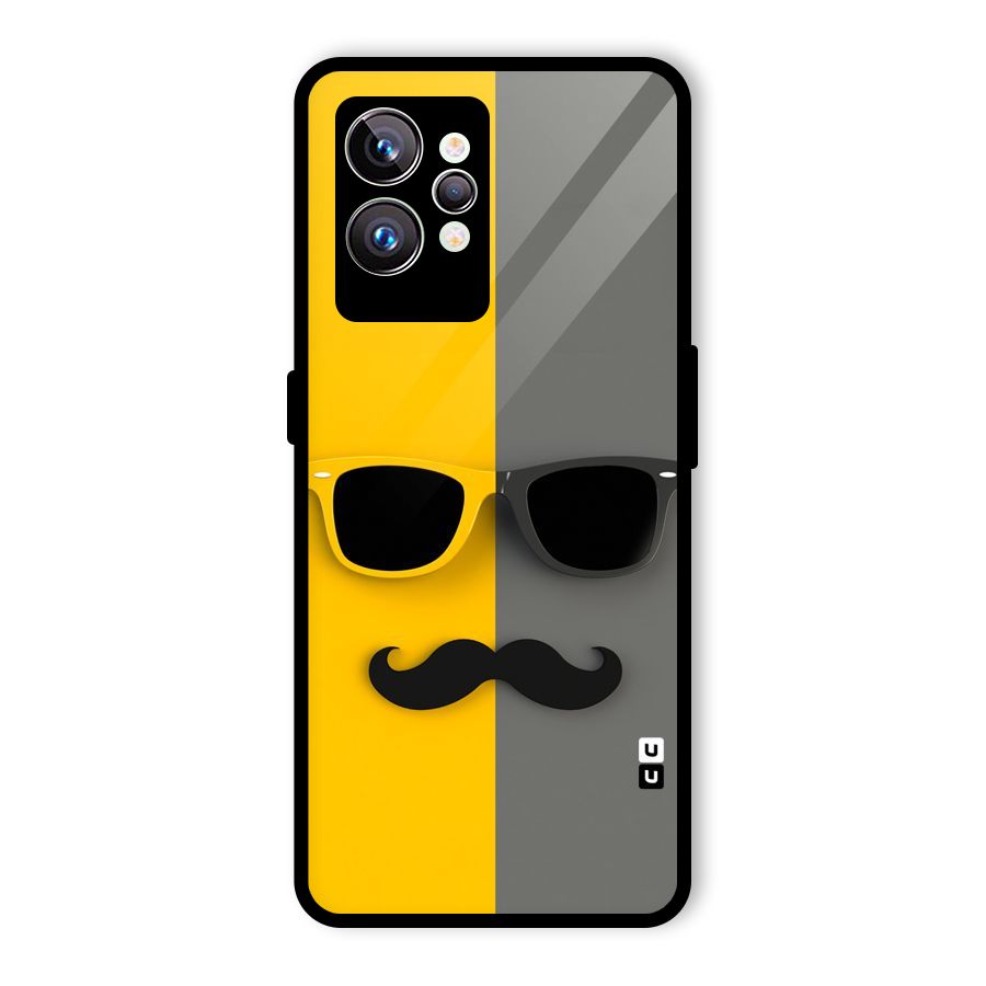 Sunglasses and Moustache Glass Back Case for Realme GT2 Pro