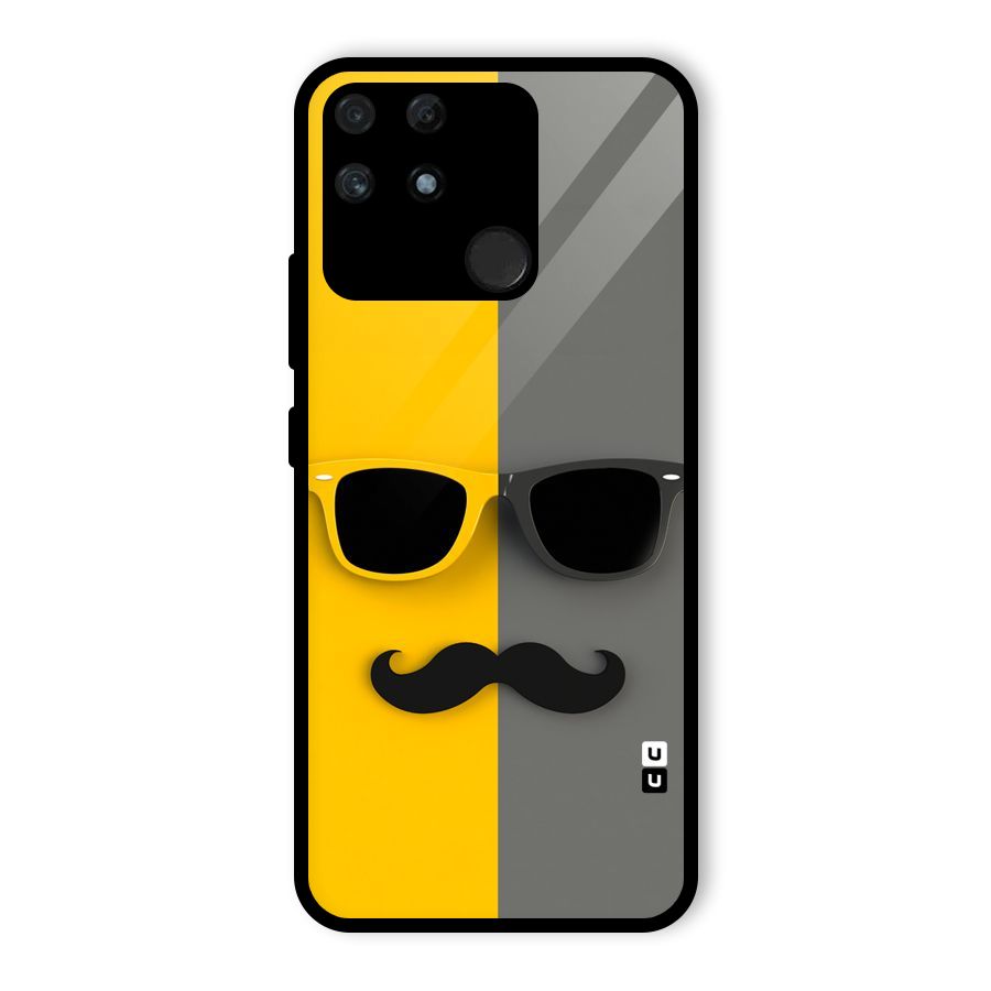 Sunglasses and Moustache Glass Back Case for Realme Narzo 50A