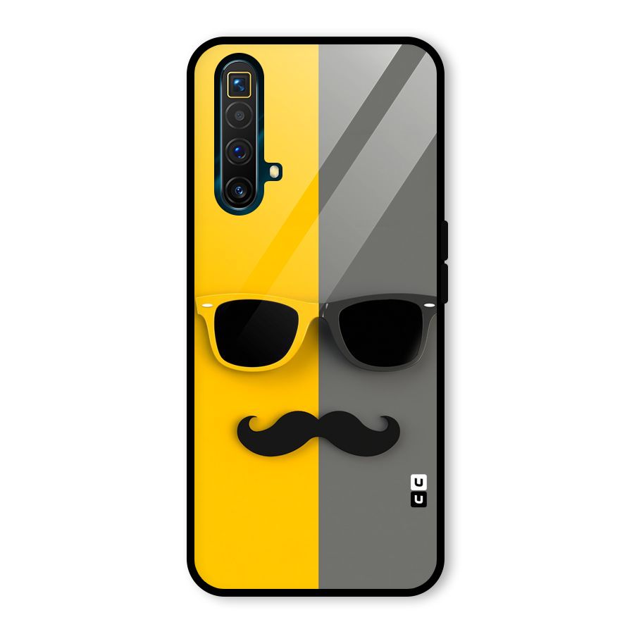 Sunglasses and Moustache Glass Back Case for Realme X3