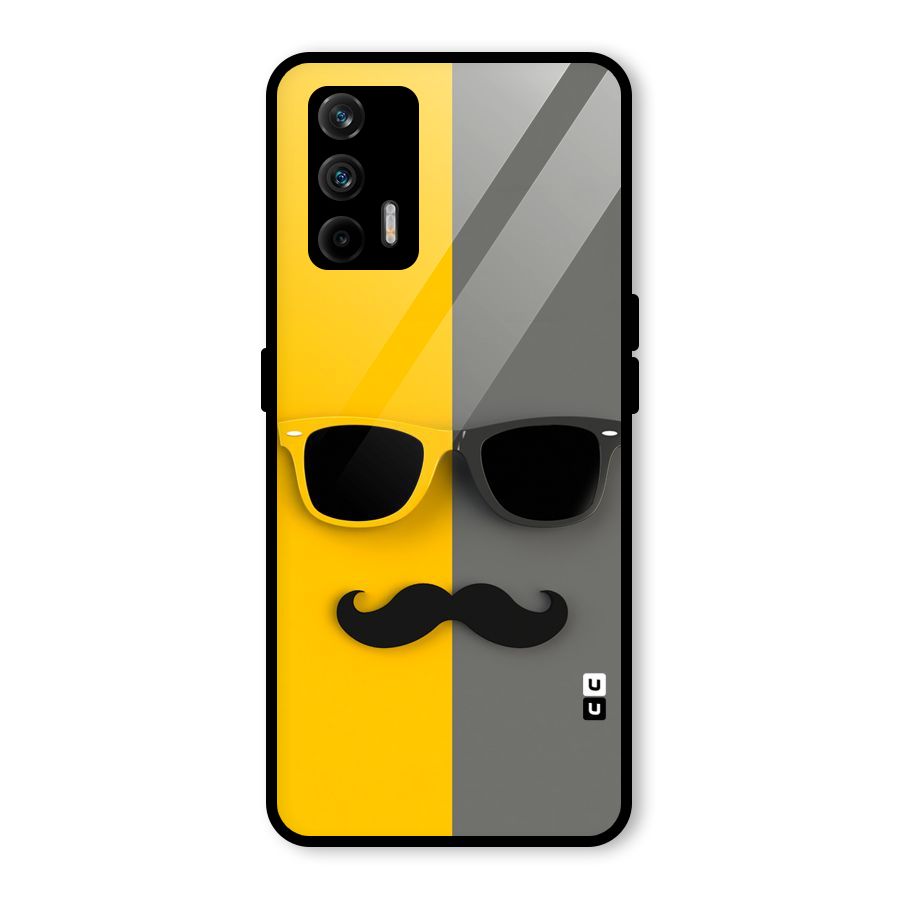 Sunglasses and Moustache Glass Back Case for Realme X7 Max