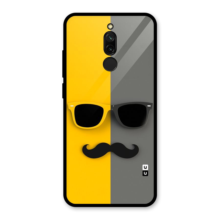 Sunglasses and Moustache Glass Back Case for Redmi 8